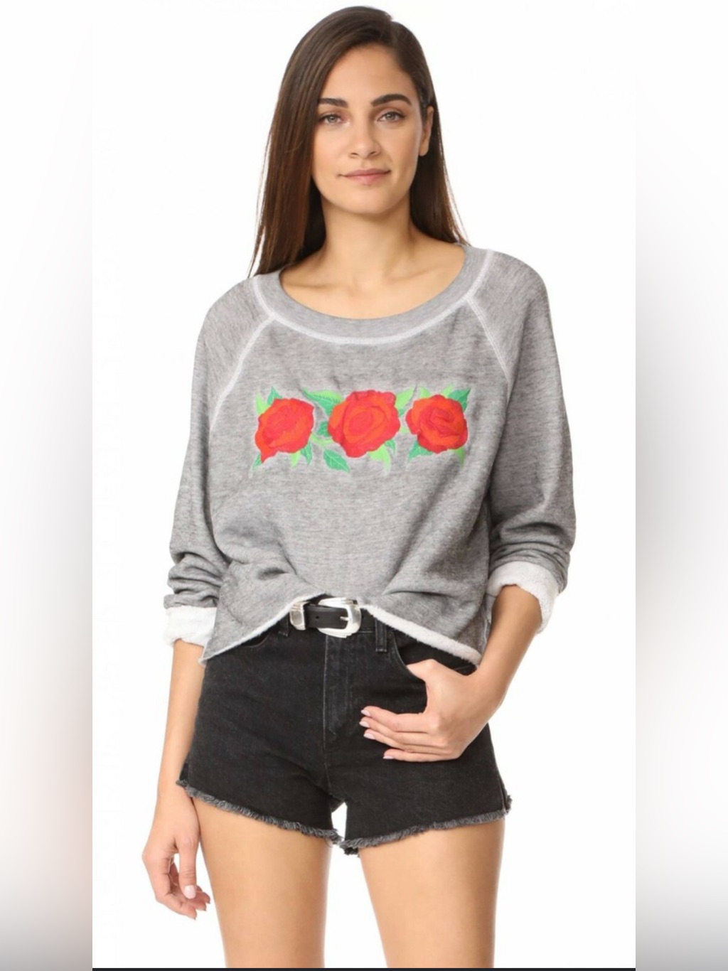 Wildfox Three Rose Embroidery Monte Crop Sweatshirt, Size Xs, Euc! — image 3 of 8